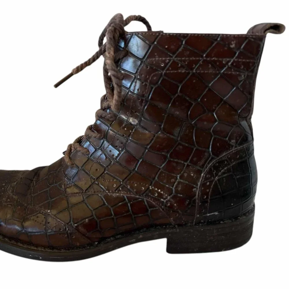 Giovanni Vintage Style Leather Lace-Up Ankle Boots Size 9